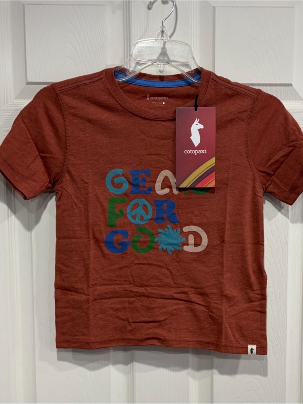 Cotopaxi Big Boys Small Gear for Good T-Shirt Rust Spice NWT Breathable Knit